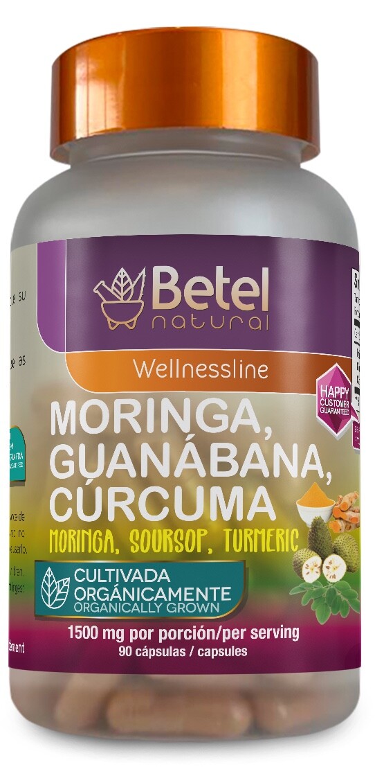 Premium Organic Moringa Guanabana and Curcuma by Betel Natural 3 in 1 Superfood