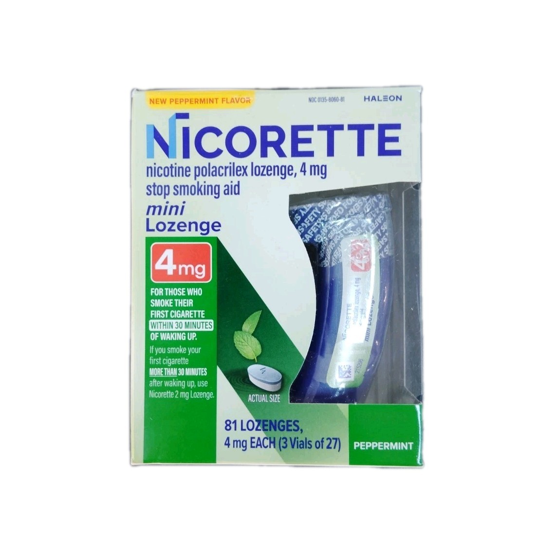 New Nicorette Mini Lozenges PeppermInt Flavor 4mg – 81 Ct Exp 01/27