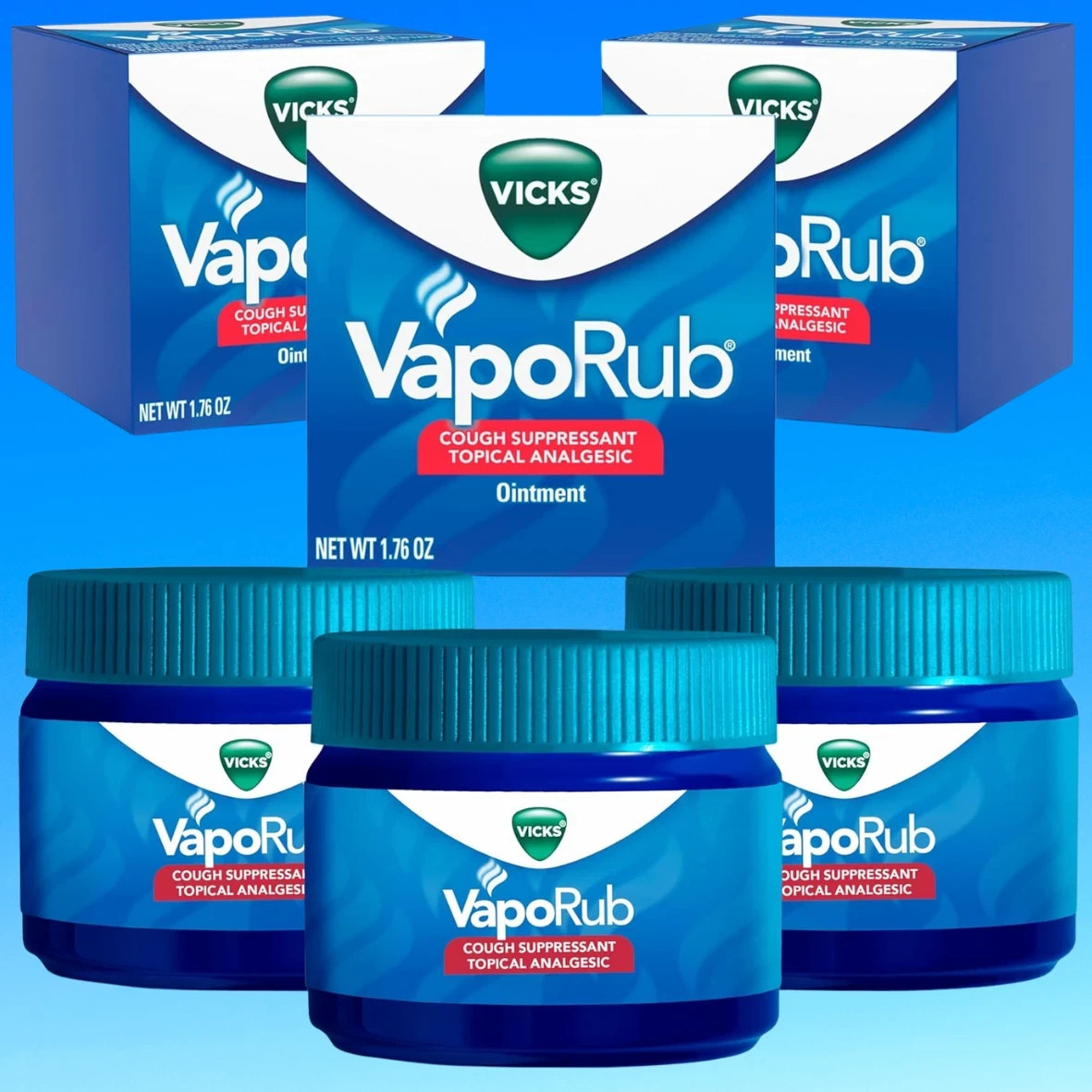 3 PK. Vicks VapoRub Cough Suppressant Topical Chest Rub, Vapors 1.76oz each
