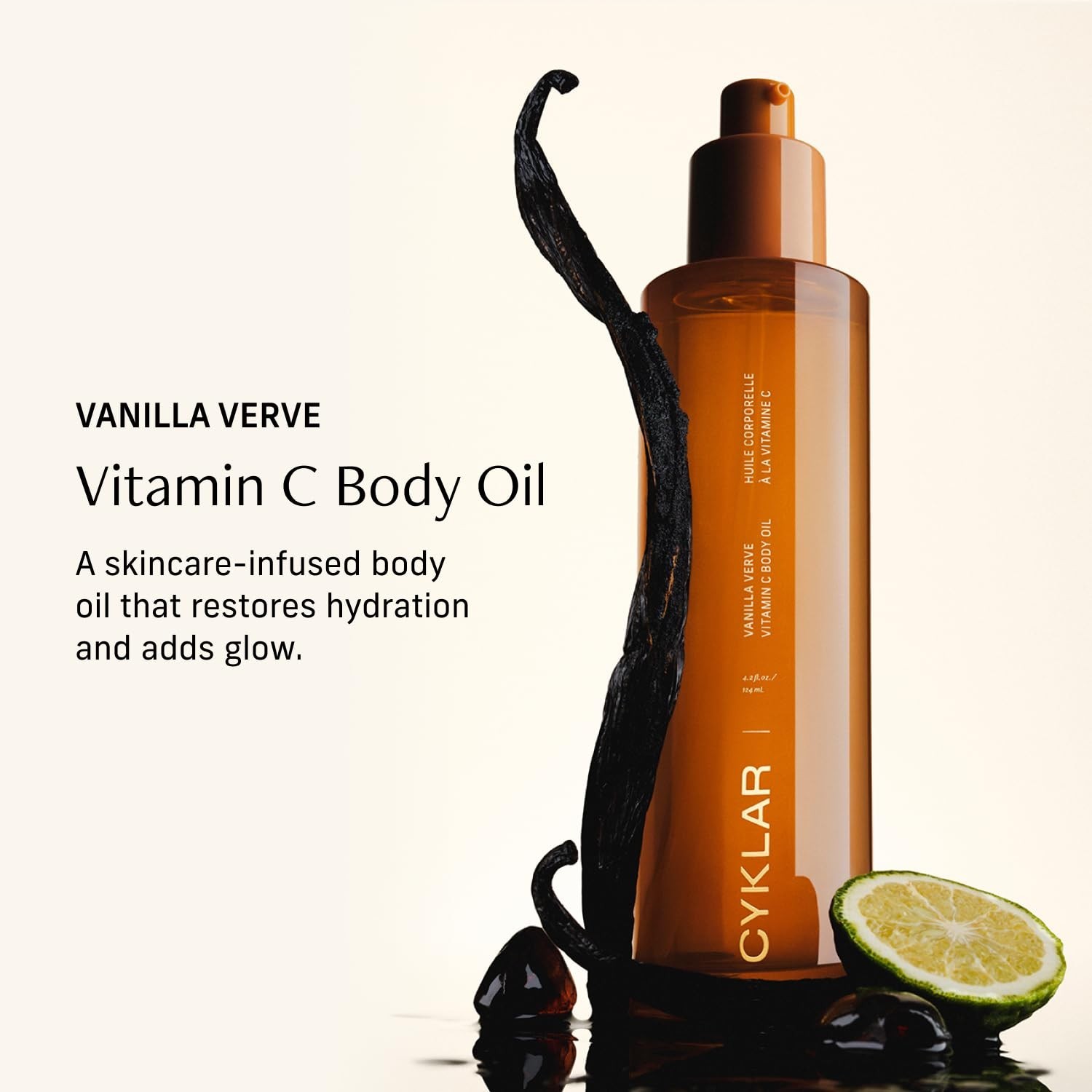CYKLAR Vitamin C Body Oil for Women Men Moisturizing Vanilla 4.2fl oz NEW/NO BOX