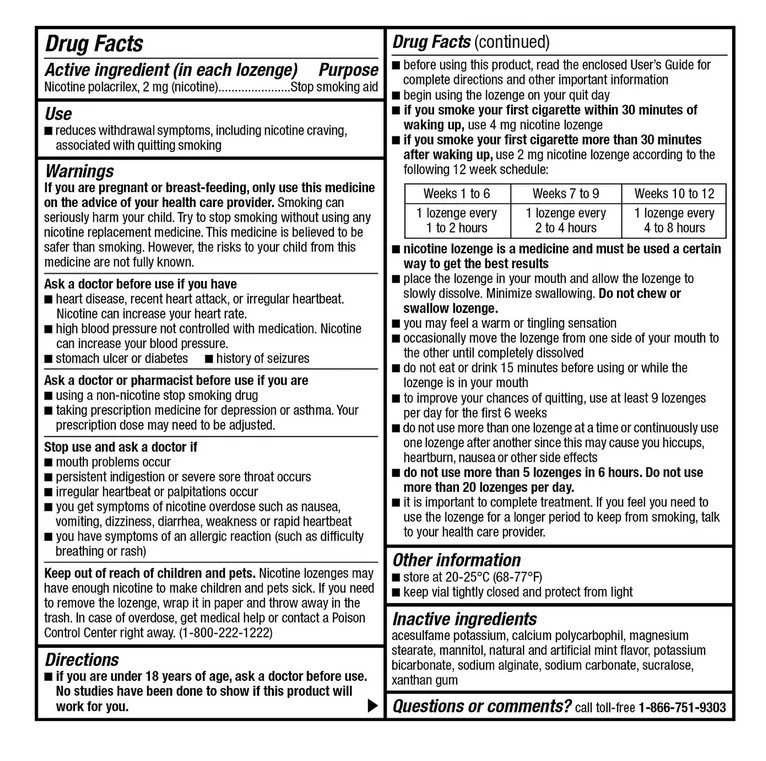 2 Pack – Member’s Mark Nicotine Mini Lozenge,flavor Mint 2 MG . 216 ct.