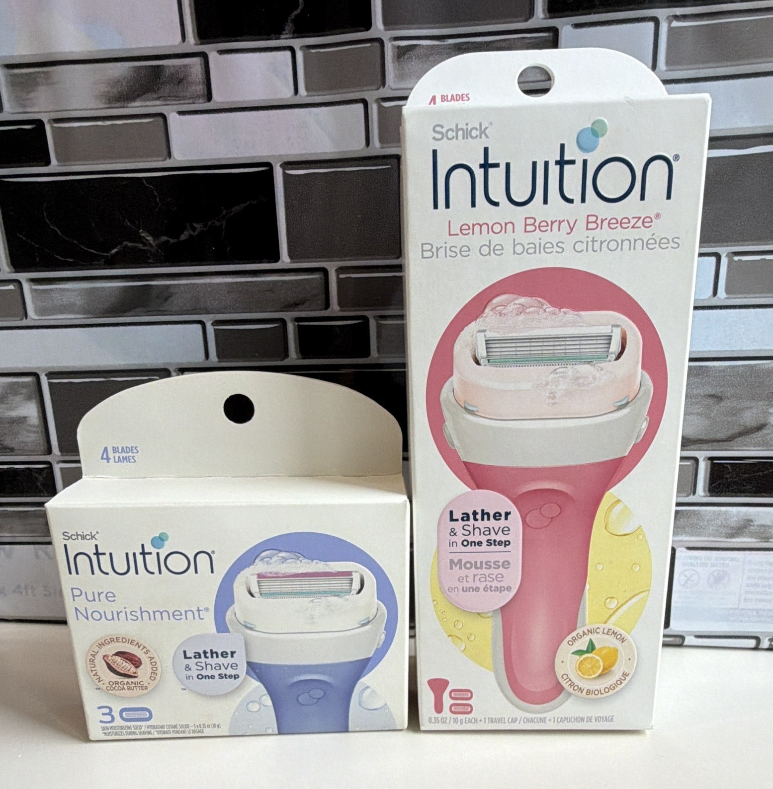 Schick Intuition Lemon Berry Breeze + Pure Nourishment Razor, 4-Blade, 5 Ct