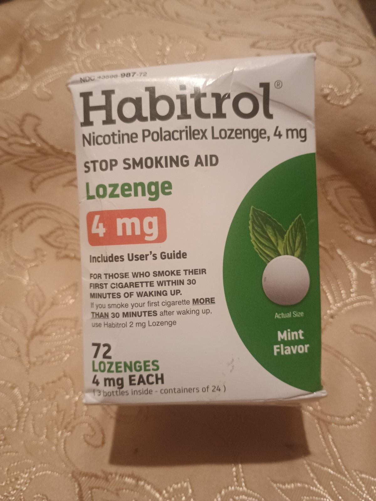 Habitrol Nicotine Lozenges 4 mg, Mint Flavor 72 Count Nicotine Lozenge Exp 02/27