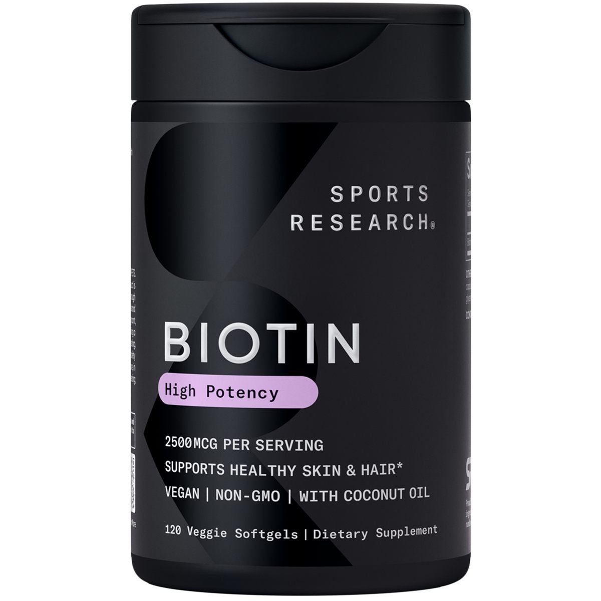 Vegan Biotin 2500mcg w/ Coconut Oil Extra Strength Biotin – 120 Veggie Softgels