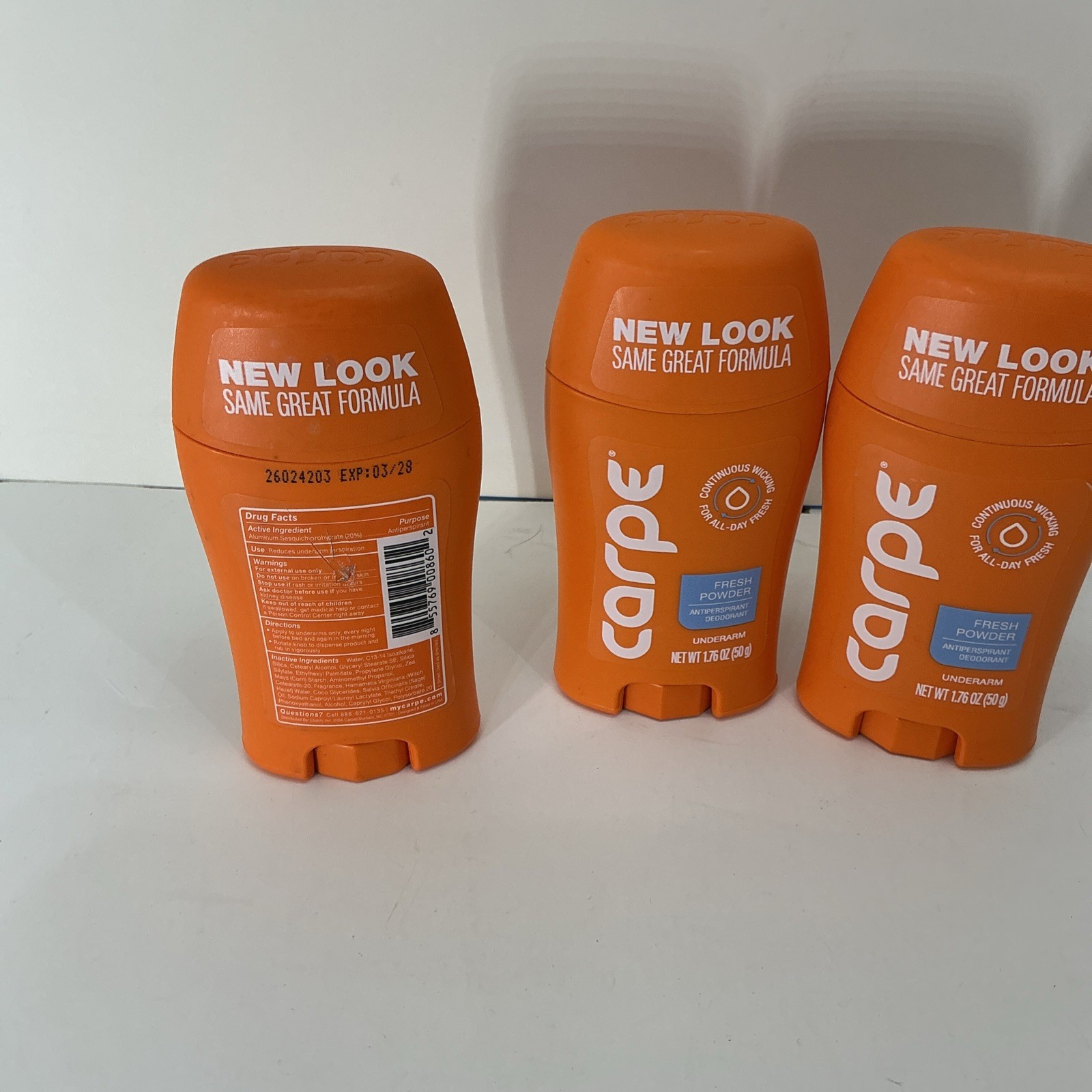 LOT OF 3 Carpe • Antiperspirant Underarm Lotion • FRESH POWDER 1.76 oz/ 50g