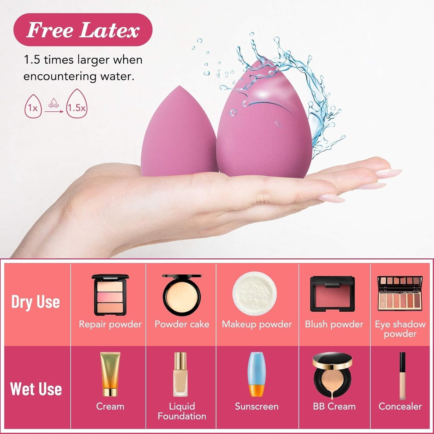14 Piece Makeup Sponge Set Cosmetic Blender Sponges with Powder Puffs