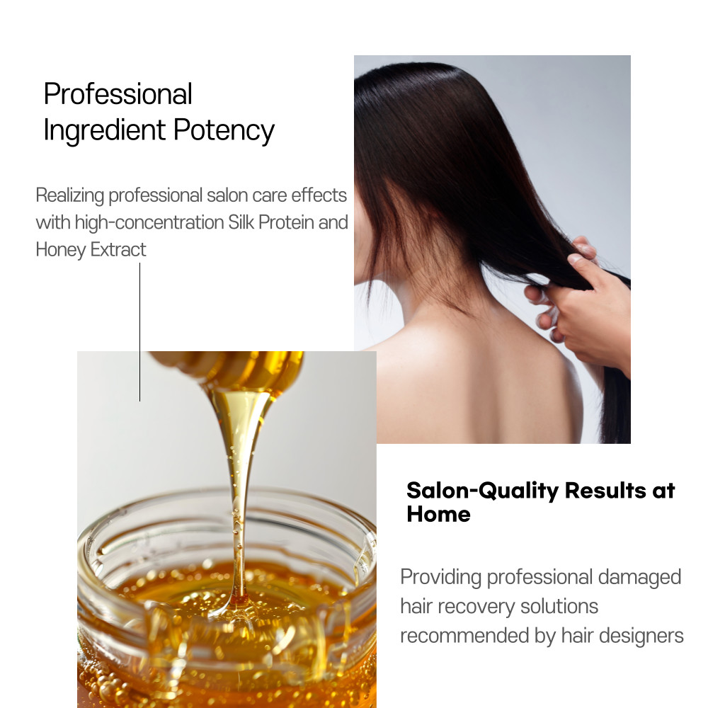 Honey Silk Protein Shampoo Conditioner 1500ml Set Damaged Hair Repair K-Beauty