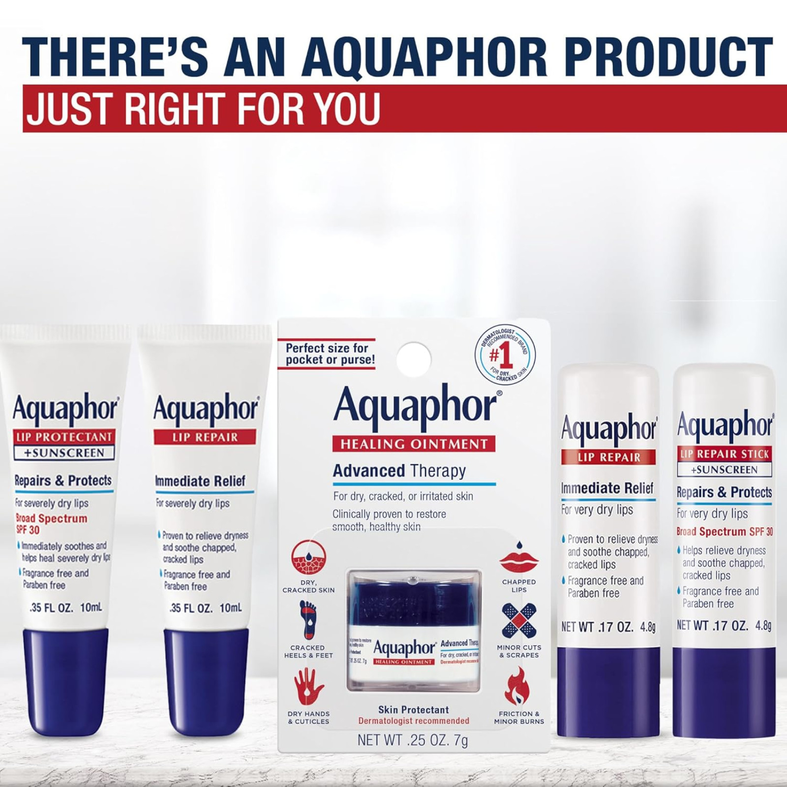 Aquaphor Lip Repair Ointment, Moisturizing Lip Balm, 2 Pack