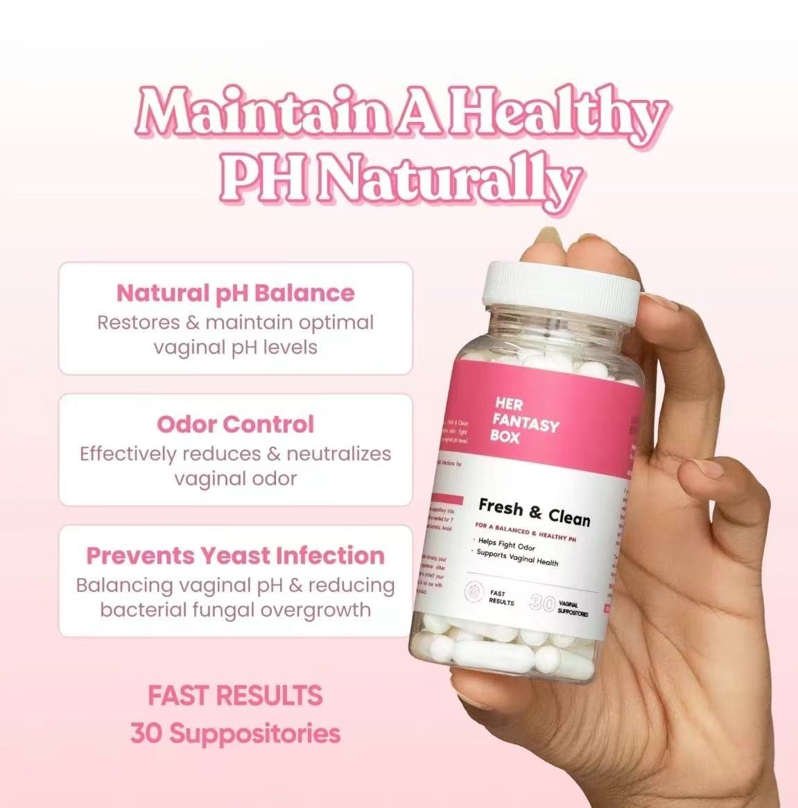 Her Fantasy Box – Boric Acid pH Balancing Vaginal Suppository (30 Count)