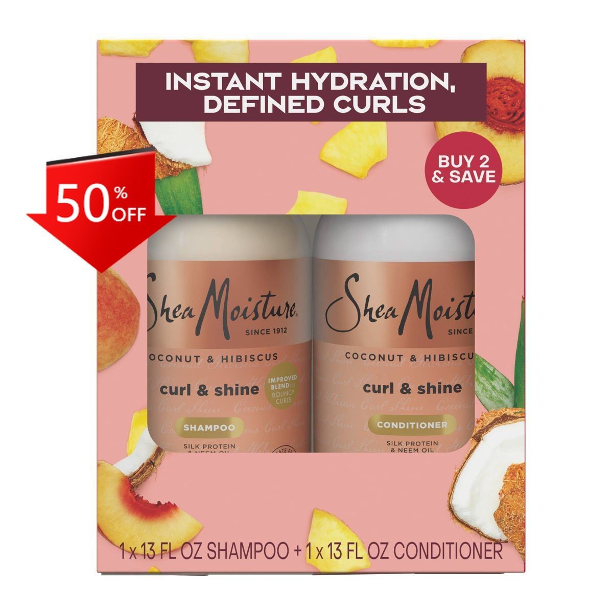 SheaMoisture Shampoo & Conditioner Bundle for Curly Hair – 26oz/2pk