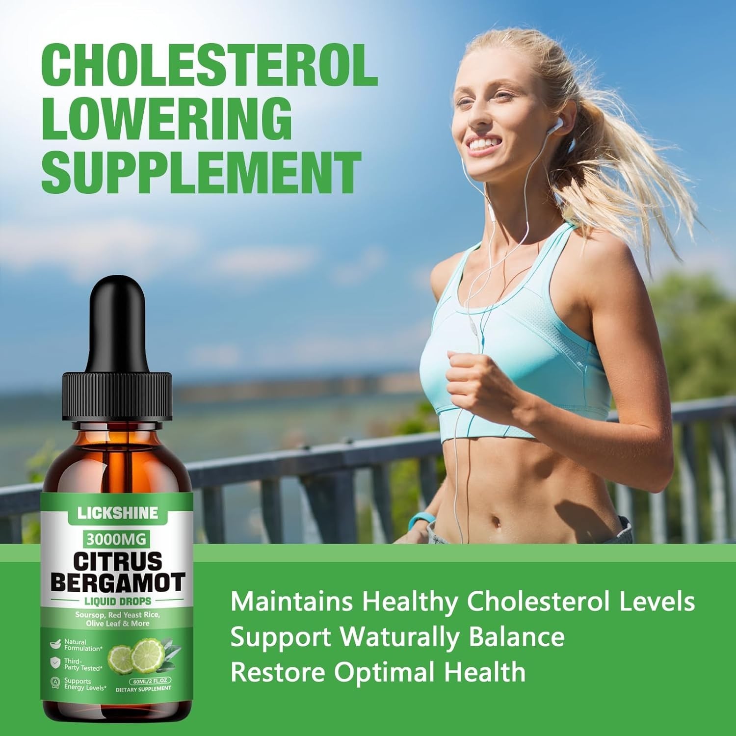 2 Pack 3000mg Citrus Bergamot Liquid Drops – High Absorption – Cholesterol Lo…