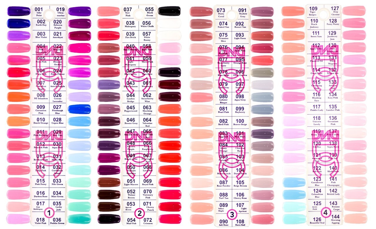 DC Color Chart Gel Polish Color Sample Chart Full Set 4pcs (001-144)