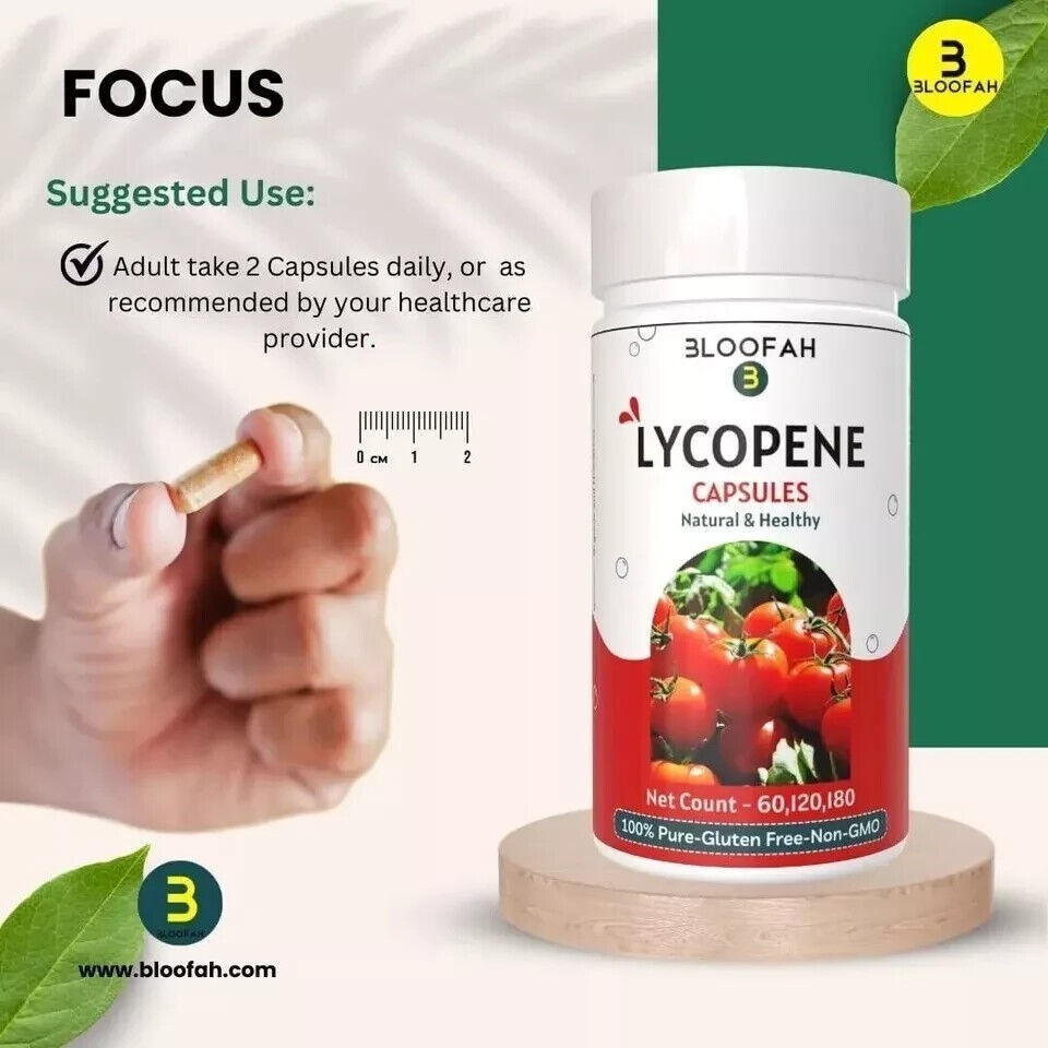 Bloofah Tomato Fruit Capsules (Lycopene) 500mg 120 Count Vegan Gluten WORLDWIDE