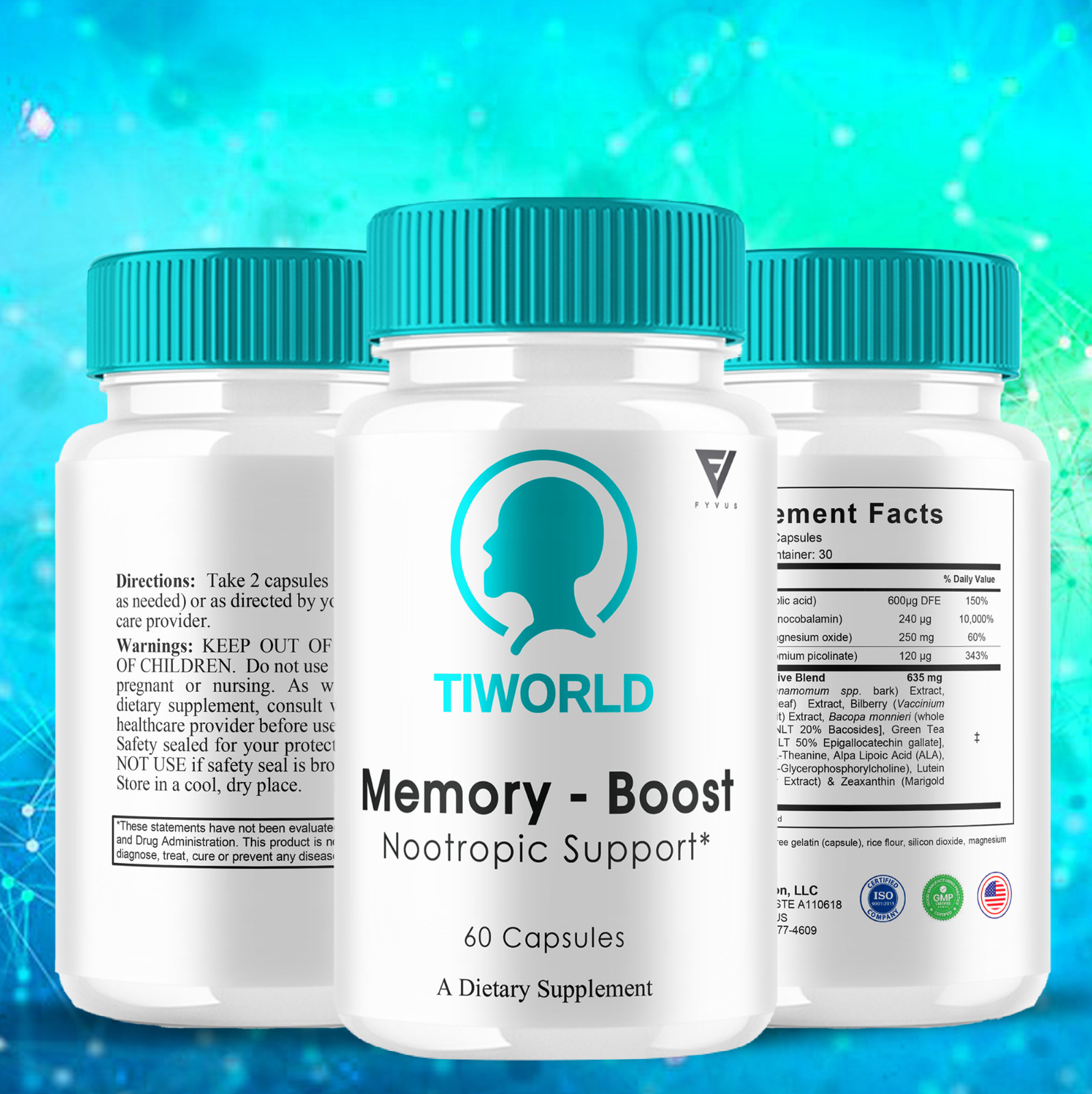 (5 Pack) Tiworld Advanced Memory Support Nootropic Ti World Pills (300 Capsules)