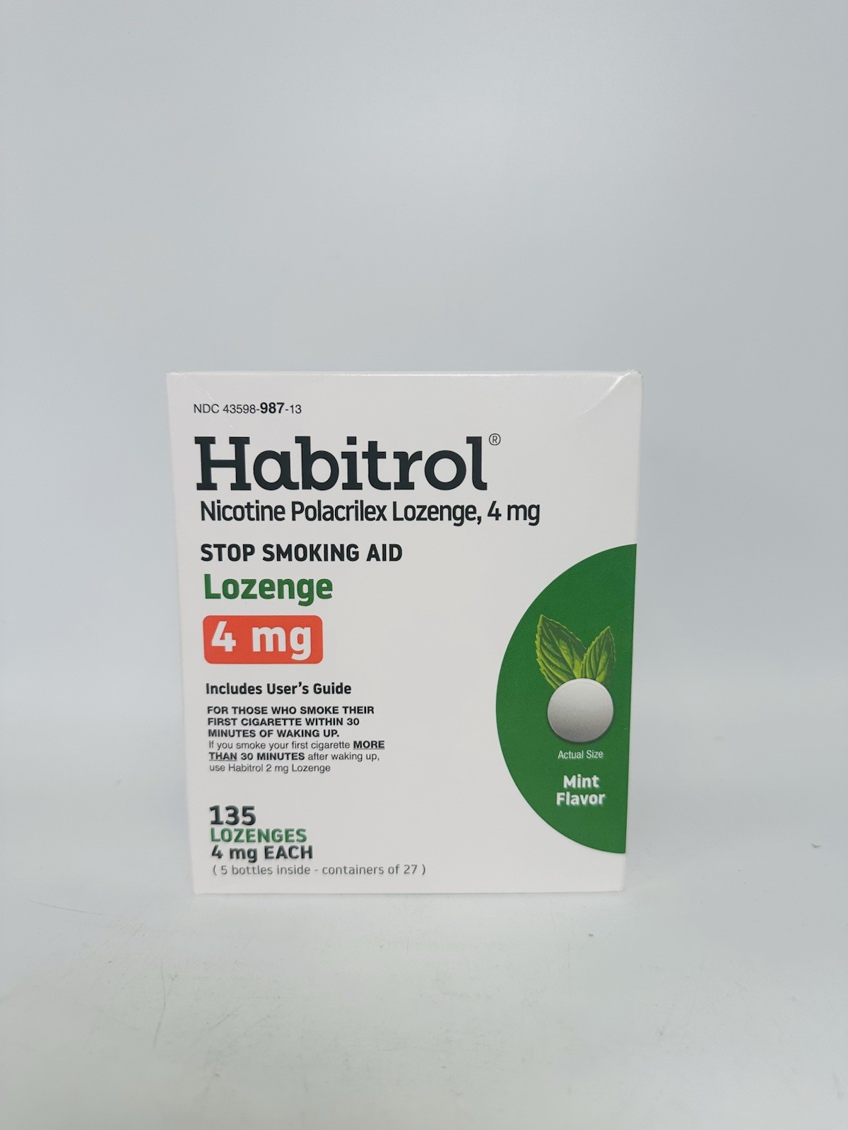 Habitrol Nicotine Lozenges 4 mg Mint Flavor 135 Count Nicotine Lozenge Exp 09/26