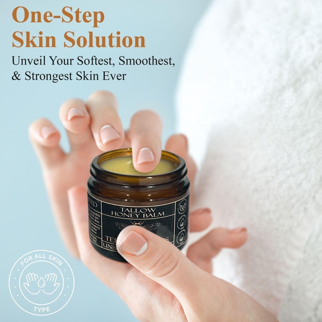 Organic Grass-Fed Beef Tallow Balm with Raw Honey-Moisturizing Cream(2 Oz,Citrus