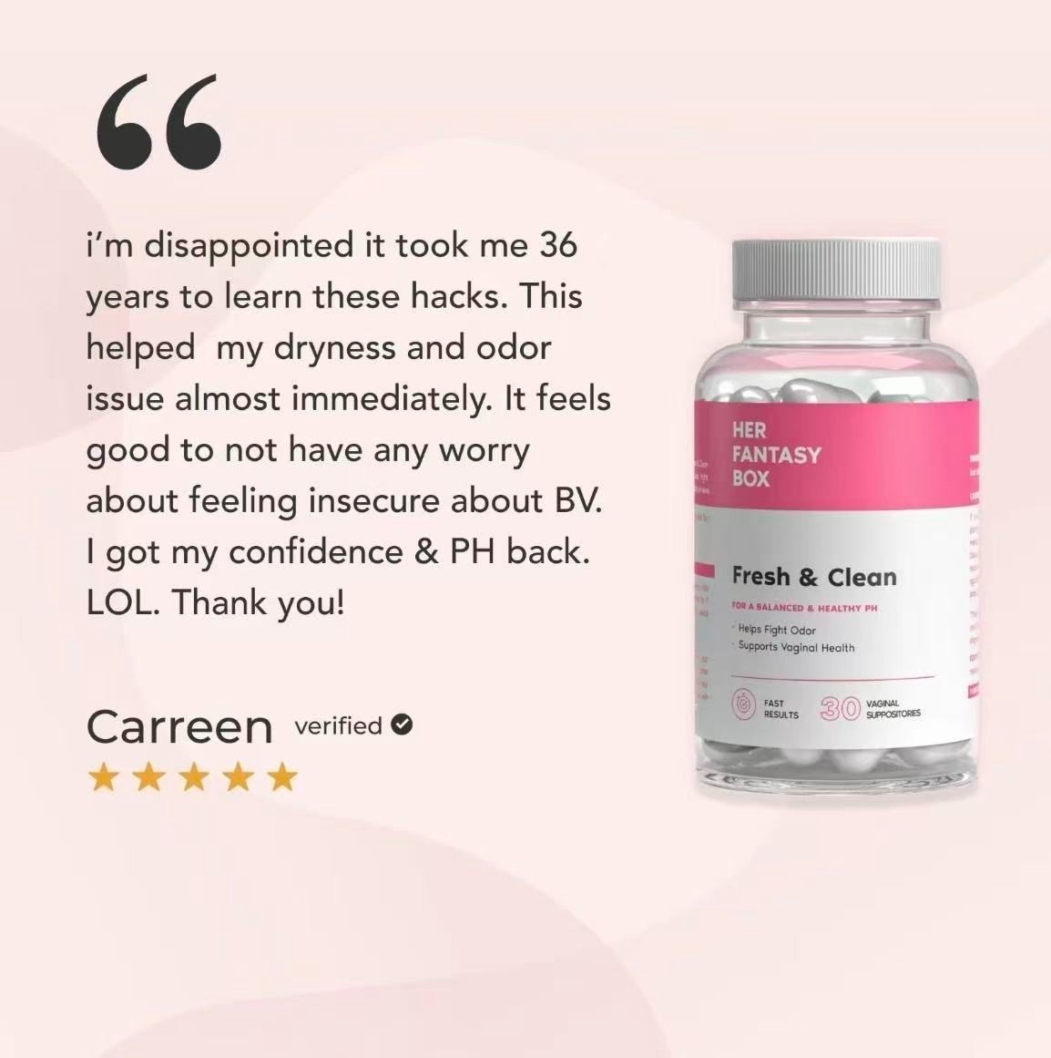 Her Fantasy Box – Boric Acid pH Balancing Vaginal Suppository (30 Count)