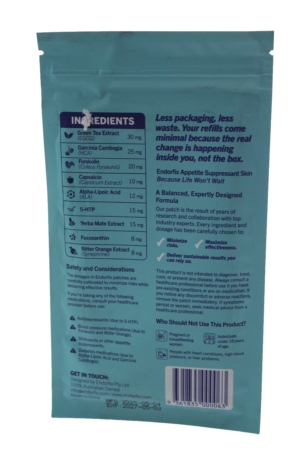 Endorfix APPETITE SKINS 30 PATCH PACK – EXP: 05/03/2027 – SEALED!!!