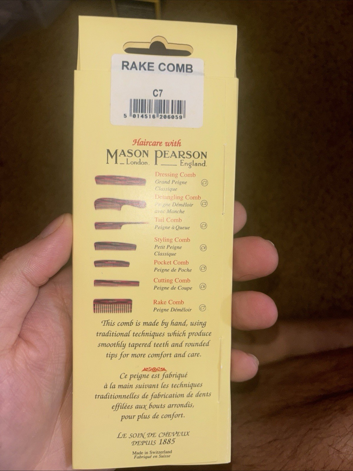 Mason Pearson Unisex Handmade RAKE COMB 16.3 x 6cm (6.4×2.4in) C7 New