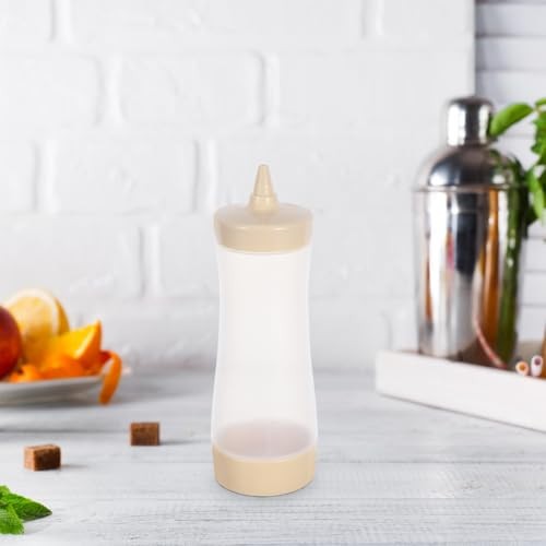 3-Pack 12Oz Plastic Squeeze Sauce Bottles with Leak-Proof Flip Caps for Beige