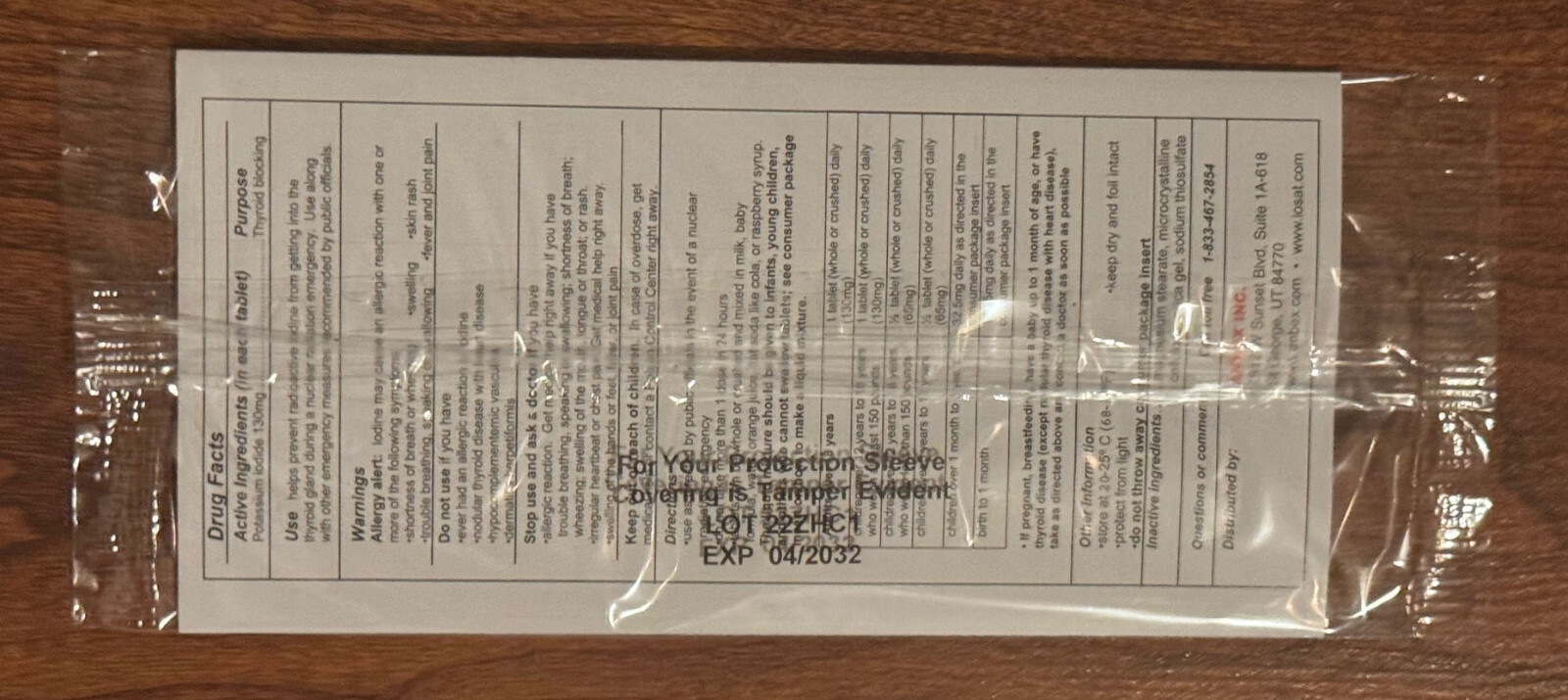 Iosat Potassium Iodide Tablets, 130mg – 14 Count – 2032 Expiration