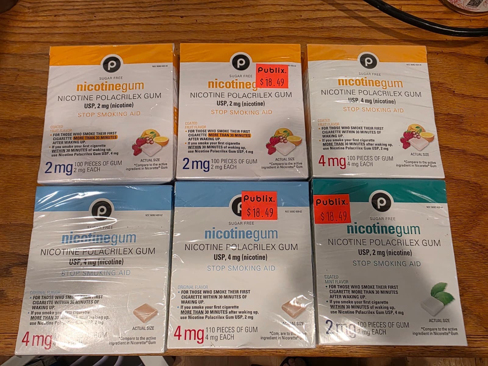 PUBLIX Nicotine Gum Stop Smoking | 2mg | 4mg | Mint Fruit Original | 2027 Exp!