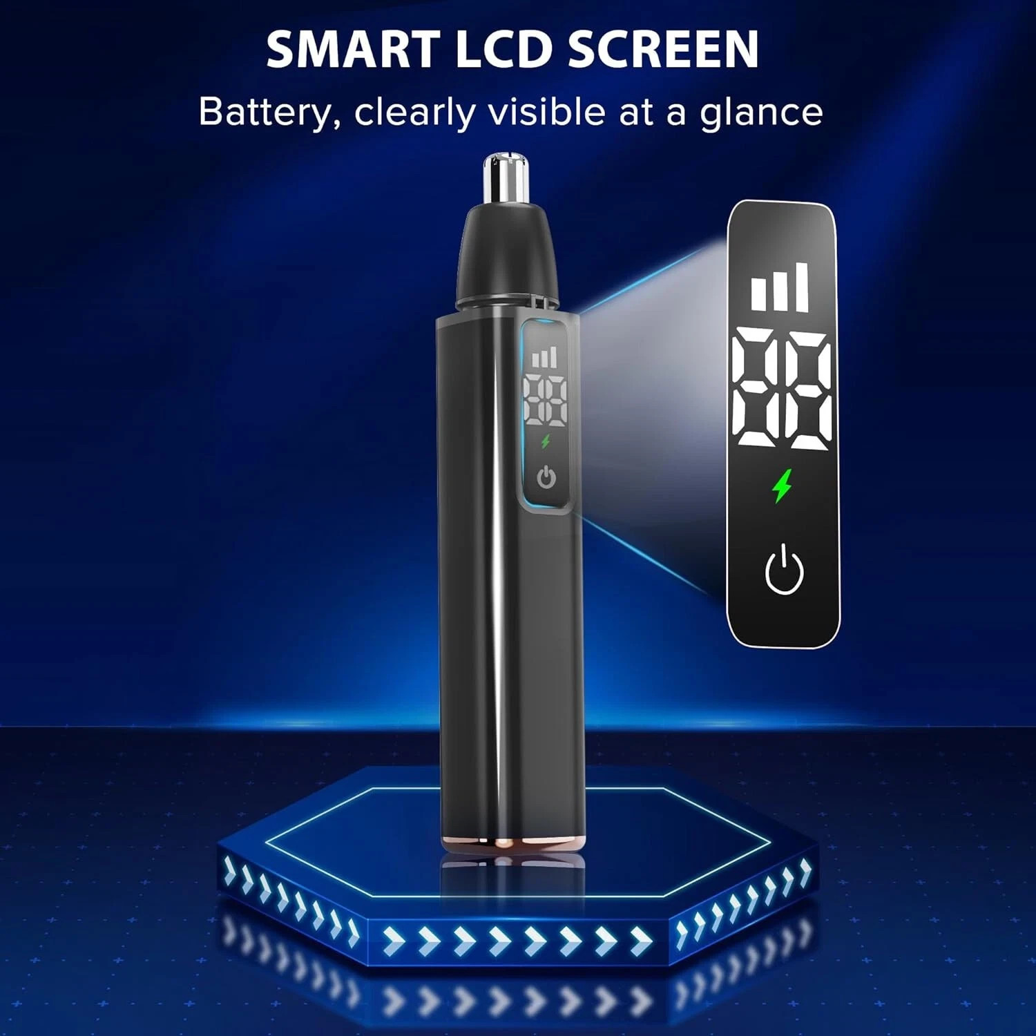 Ear and Nose Hair Trimmer with LED Display USB Rechargeable Nose Hair Remover