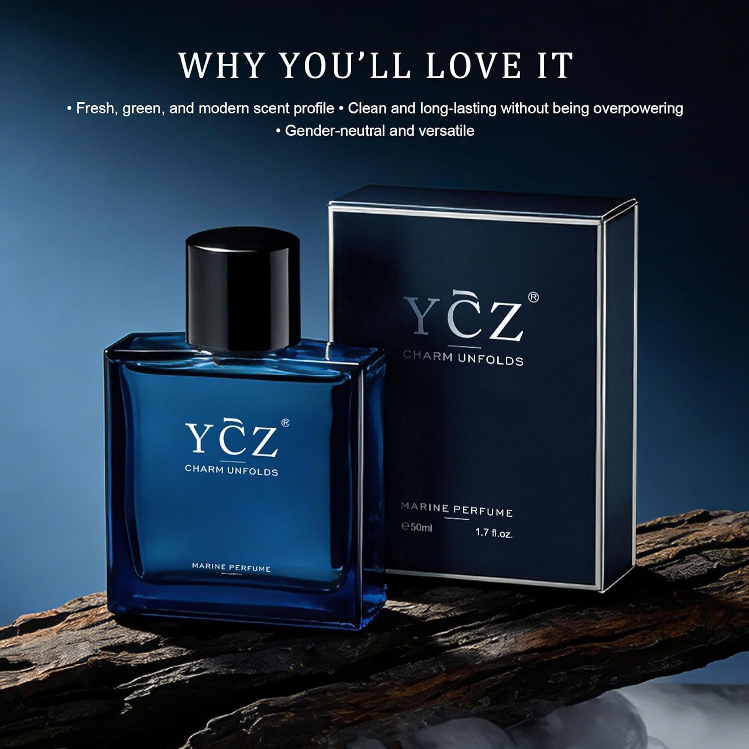 YCZ Charm despliega 1 Botellas Eau de Parfum Hombre Midnight Marine YCZ 1.7oz