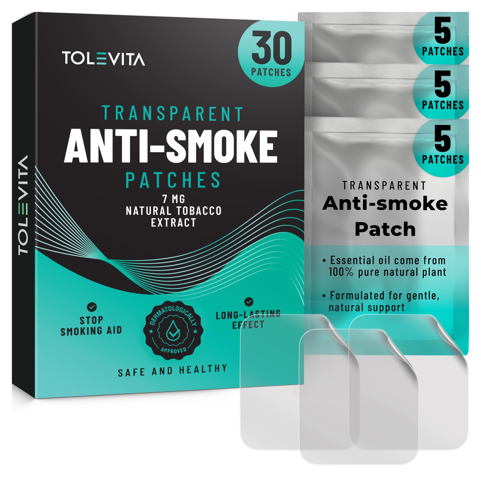 TOLEVITA Anti- Smoke Herbal Patches Transparent 7 mg | Quit Smoking Patches