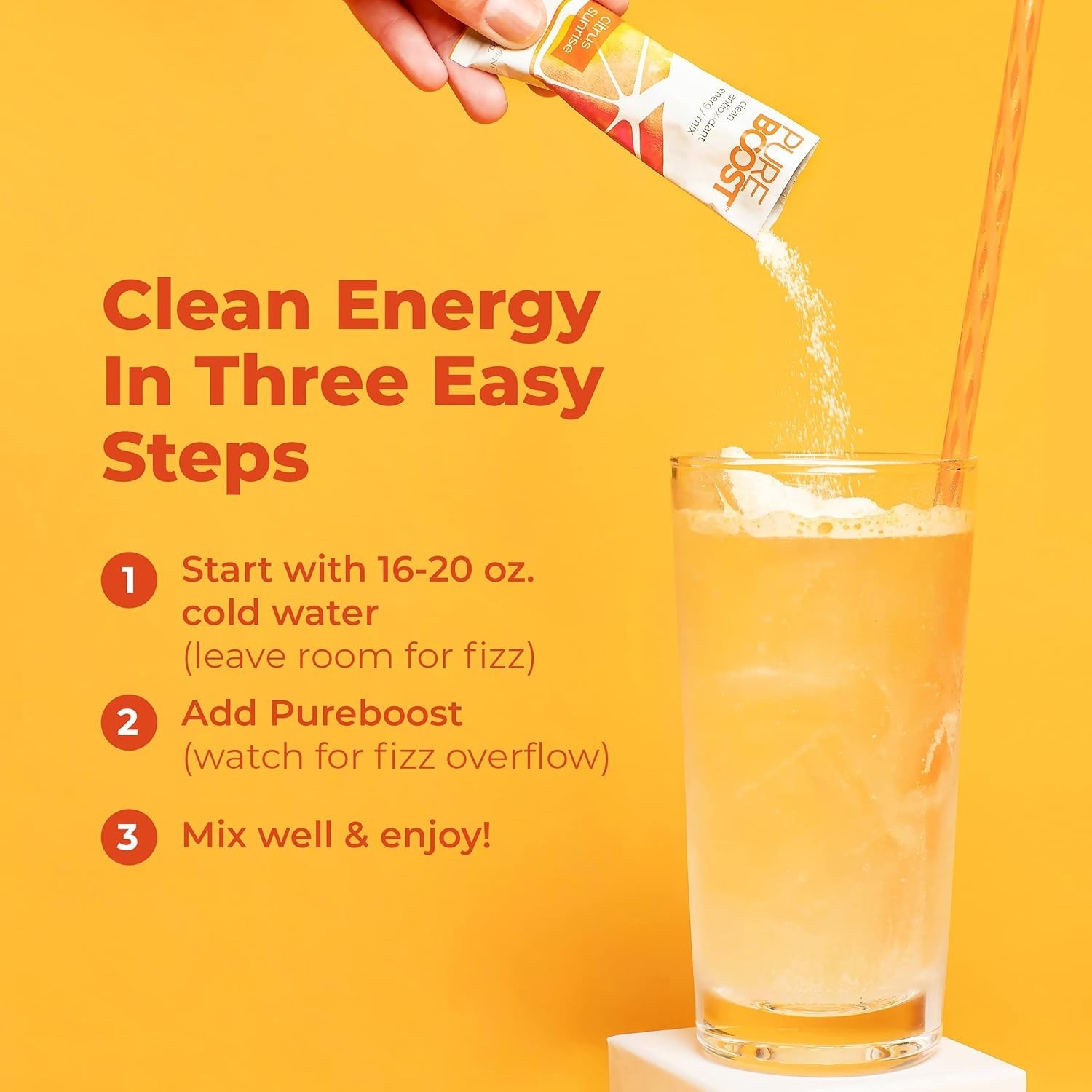 Pureboost Clean Energy Booster, Refreshing Energy Drink – Combo Pack – 30 Count