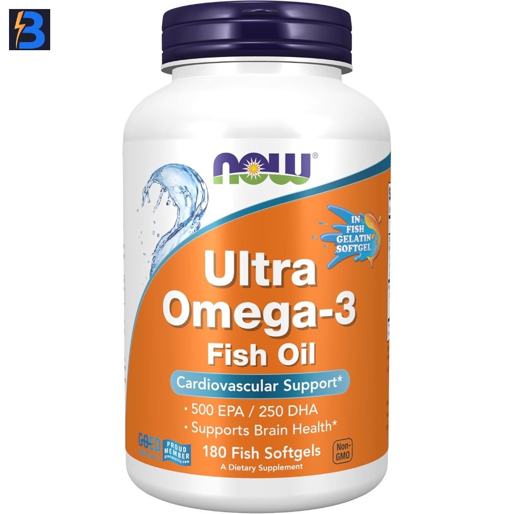 NOW Foods Ultra Omega-3 Fish Oil 500 EPA, 250 DHA – 180 Softgels, Exp. 12/27