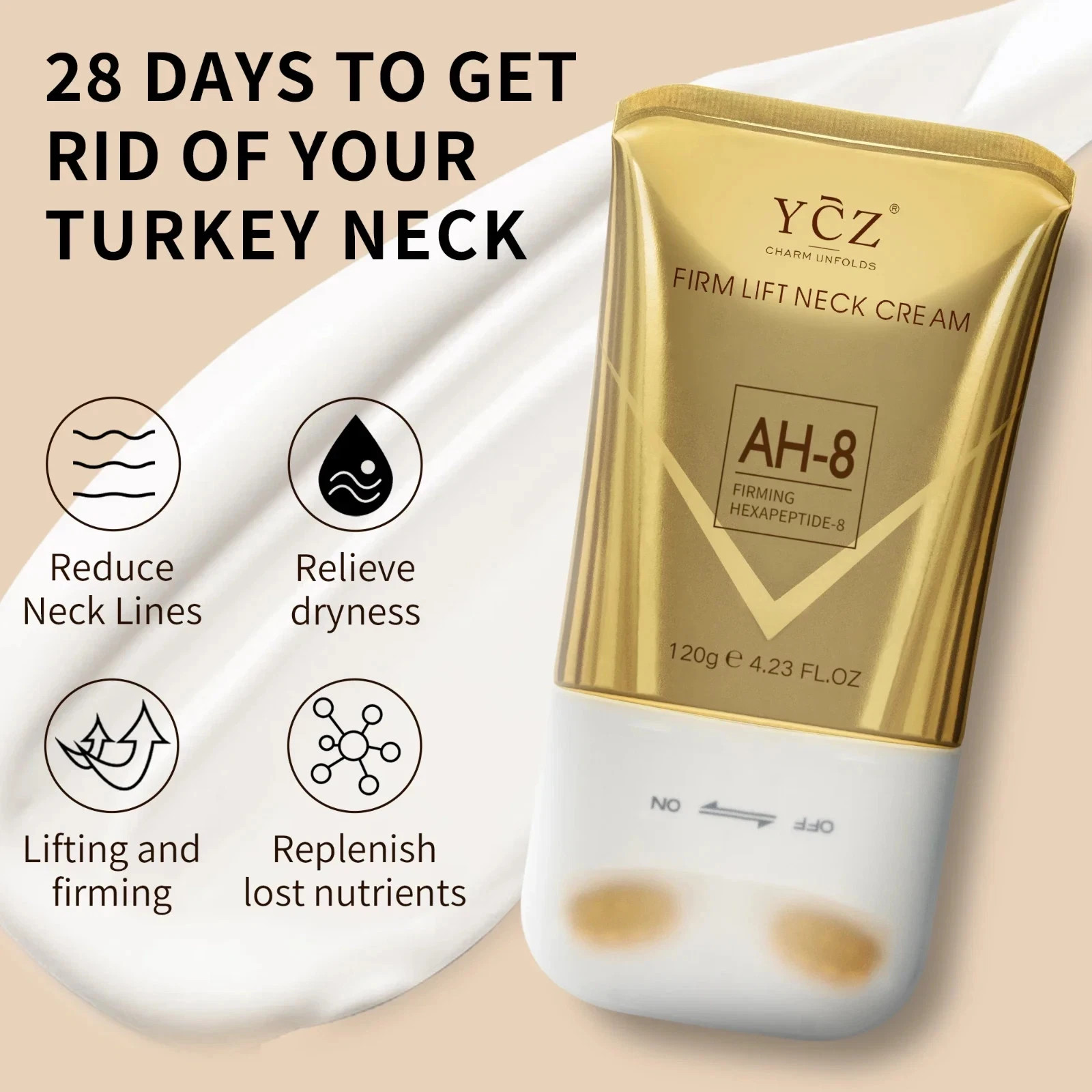 YCZ AH-8 Firming Neck Cream for Skin Body Care Comfort Roller Neck Cream 4.2oz