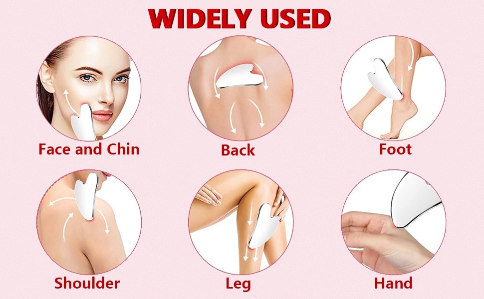 Gua Sha Set with Oil for Facial Skin Care Body Eyes Neck Massage for Anti Aging