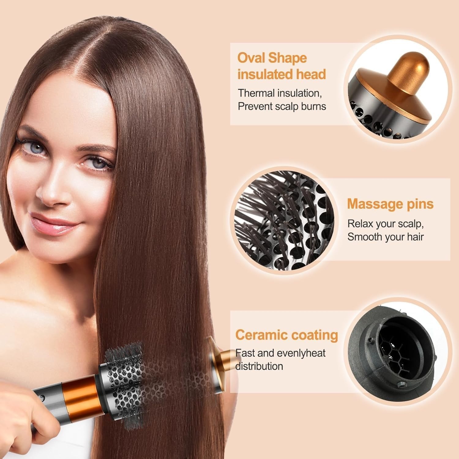 Dyson Airwrap Round Volumizing Brush Attachment, Nickel/Copper