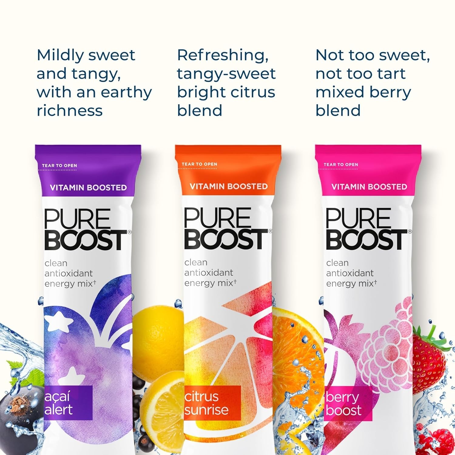 Pureboost Clean Energy Booster, Refreshing Energy Drink – Combo Pack – 30 Count