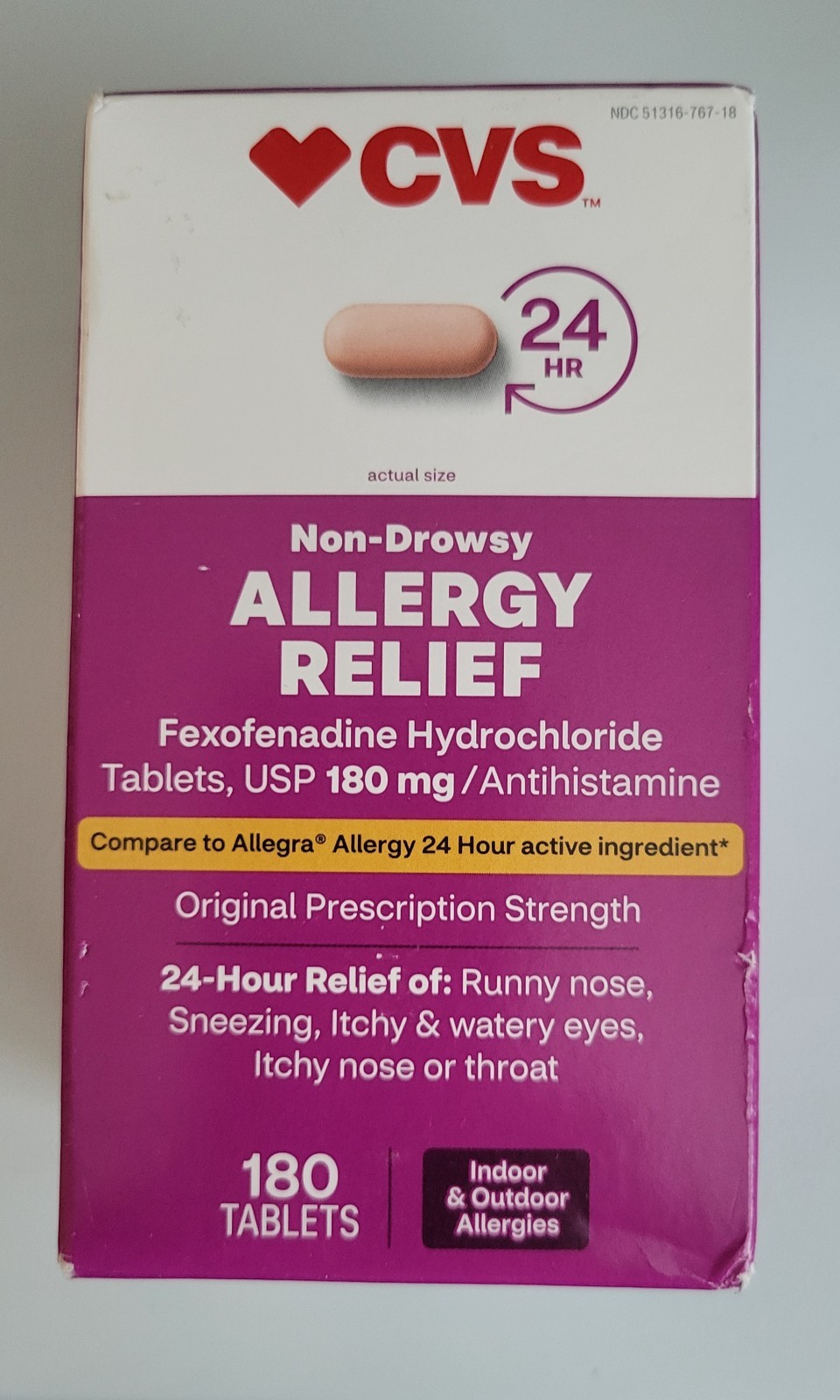 CVS Allergy Relief Non-Drowsy 24 Hours 180 Tablets New & Sealed
