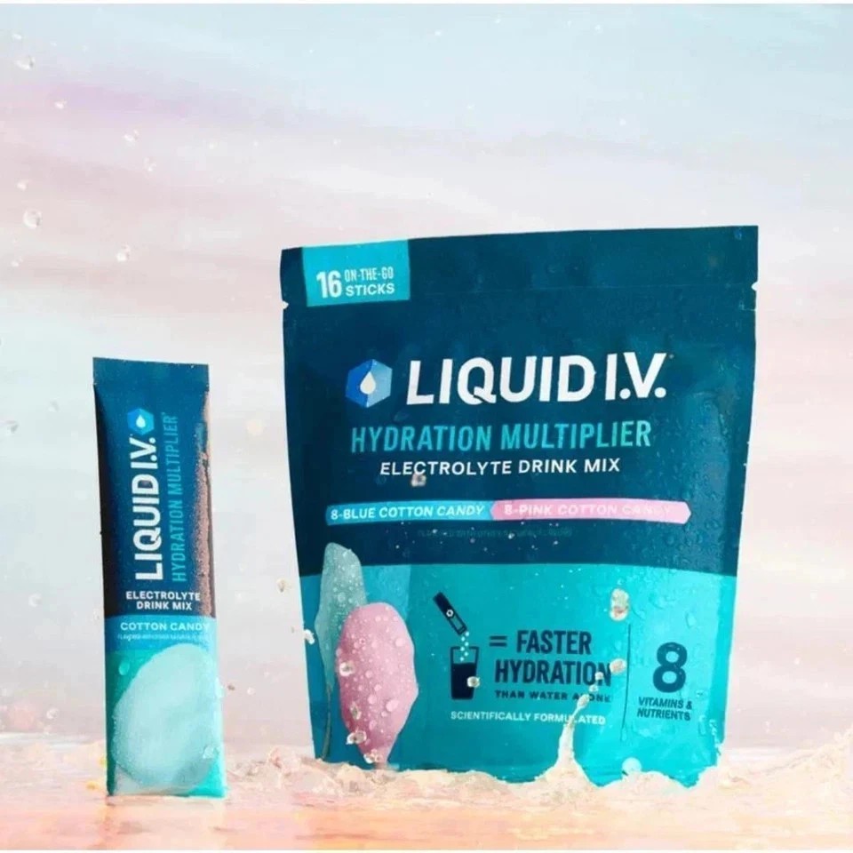 2 PCS-Liquid I.V. Hydration Multiplier Cotton Candy Electrolyte Powder 16 Servs