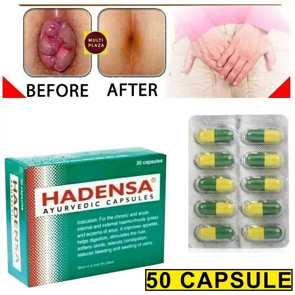 Hadensa 50 Caps for Piles, Haemorrhoids, Fissures & Fistula | Exp 11/2028