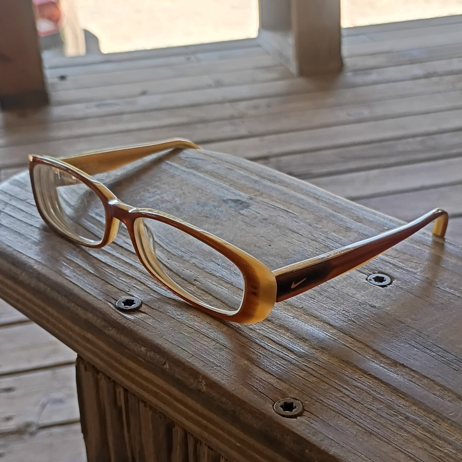 Nike 700 Rectangular Full Rim Plastic Eyeglass Frames Brown 52-17-140