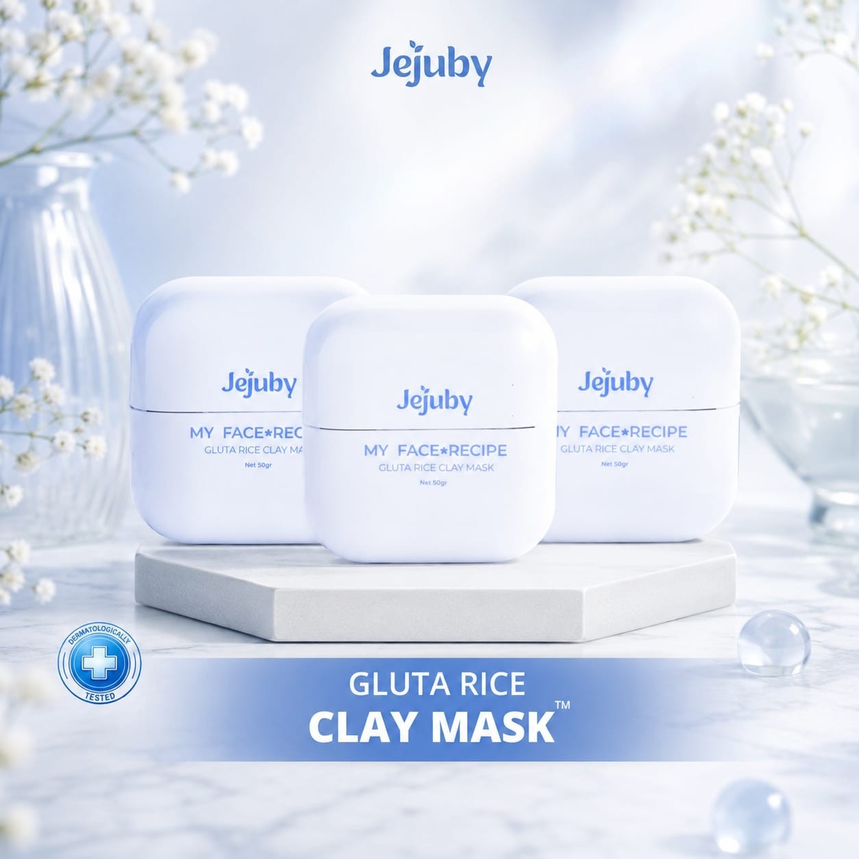 Jejuby Gluta Rice Clay Mask 50g Bundle 3 Pcs Rice Extract Face Mask