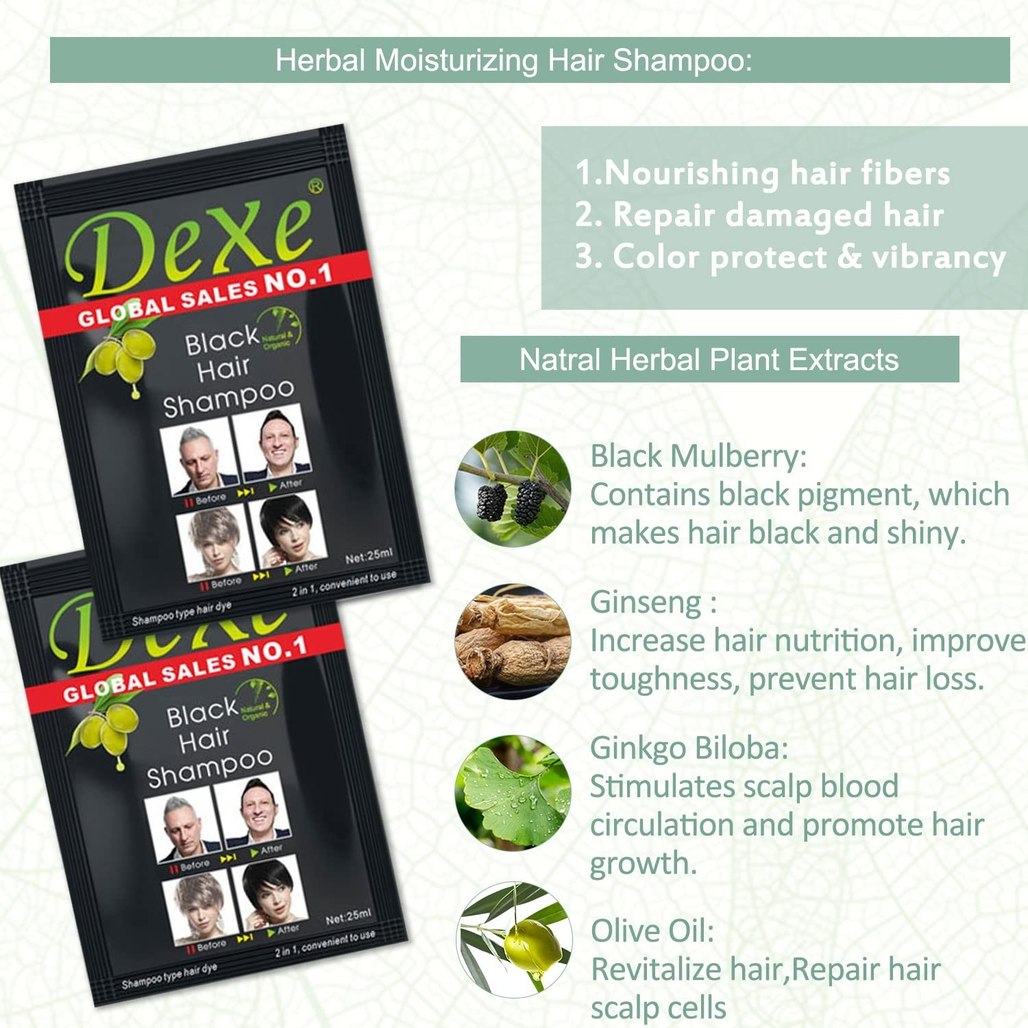 Cover Grey Hair Easily – 10 PCS Instant Black Hair Shampoo, Lasts 30 Days!