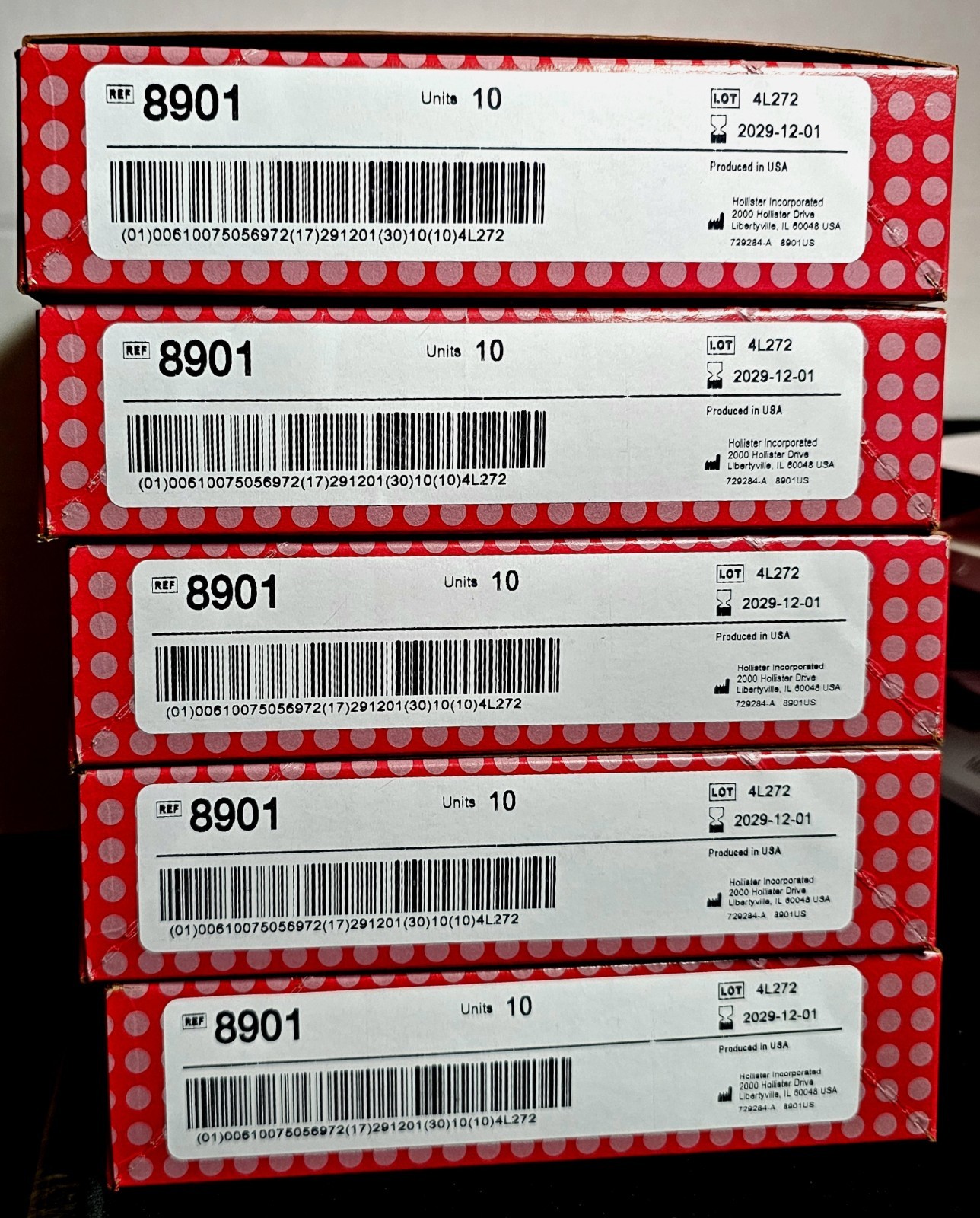 5 boxes 50 total Hollister CeraPlus 8901 Ostomy Pouches w/ filter 2-1/2 exp2029