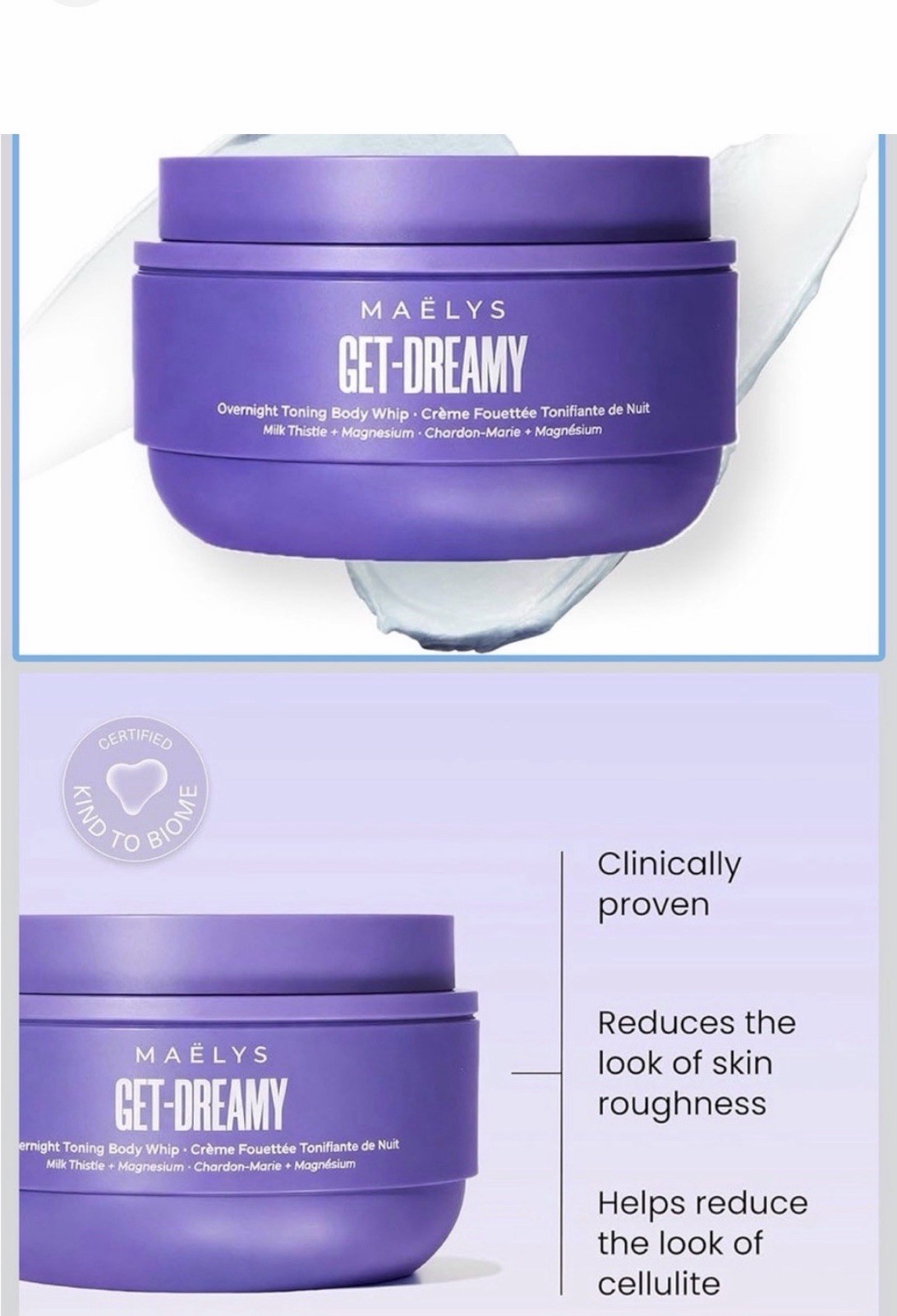 MAELYS GET – DREAMY Overnight Toning Body Whip – 6.8 oz / 200 ml, NIB