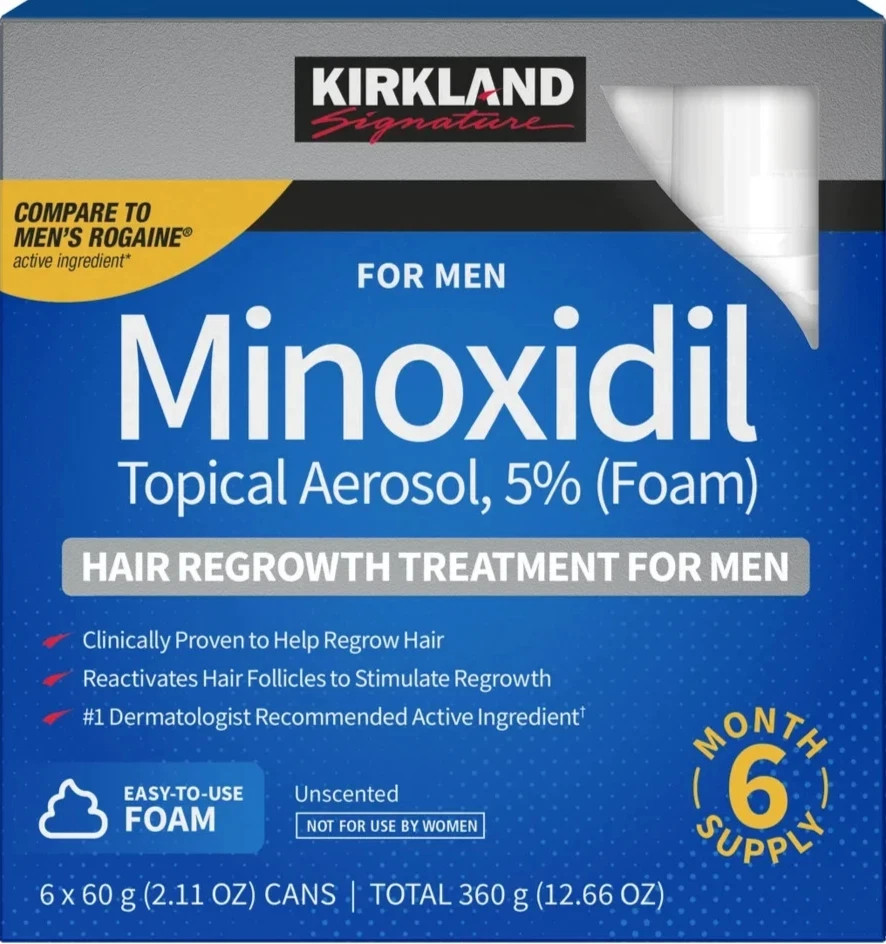 MINOXIDIL 5% Foam Kirkland Signature Men Hair Regrowth 6 Month Supply 6 cans ’27