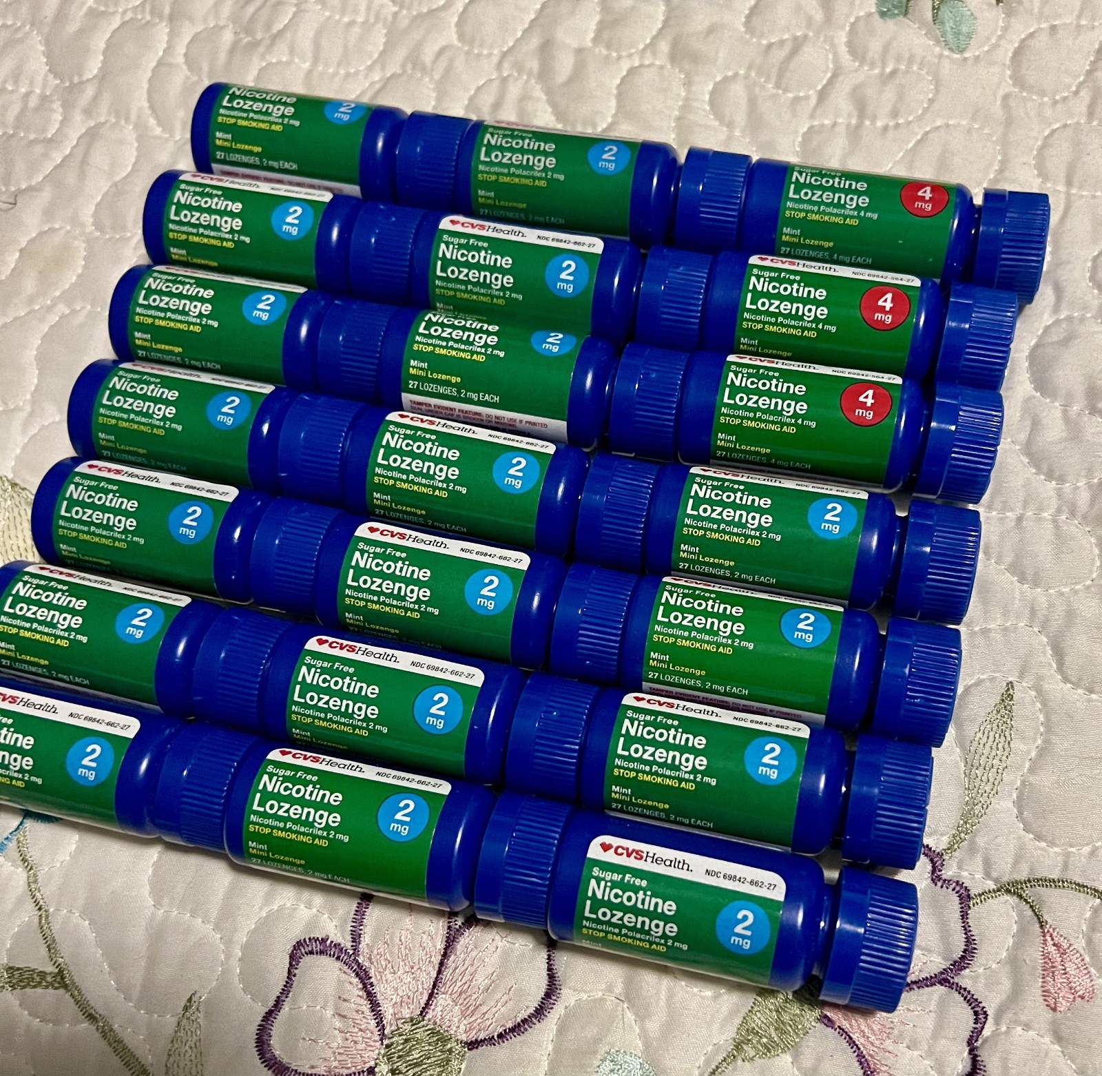 Lot CVS Nicotine Polacrilex Mini Lozenge 2mg 4mg Mint Sucralose Free 567 Piece