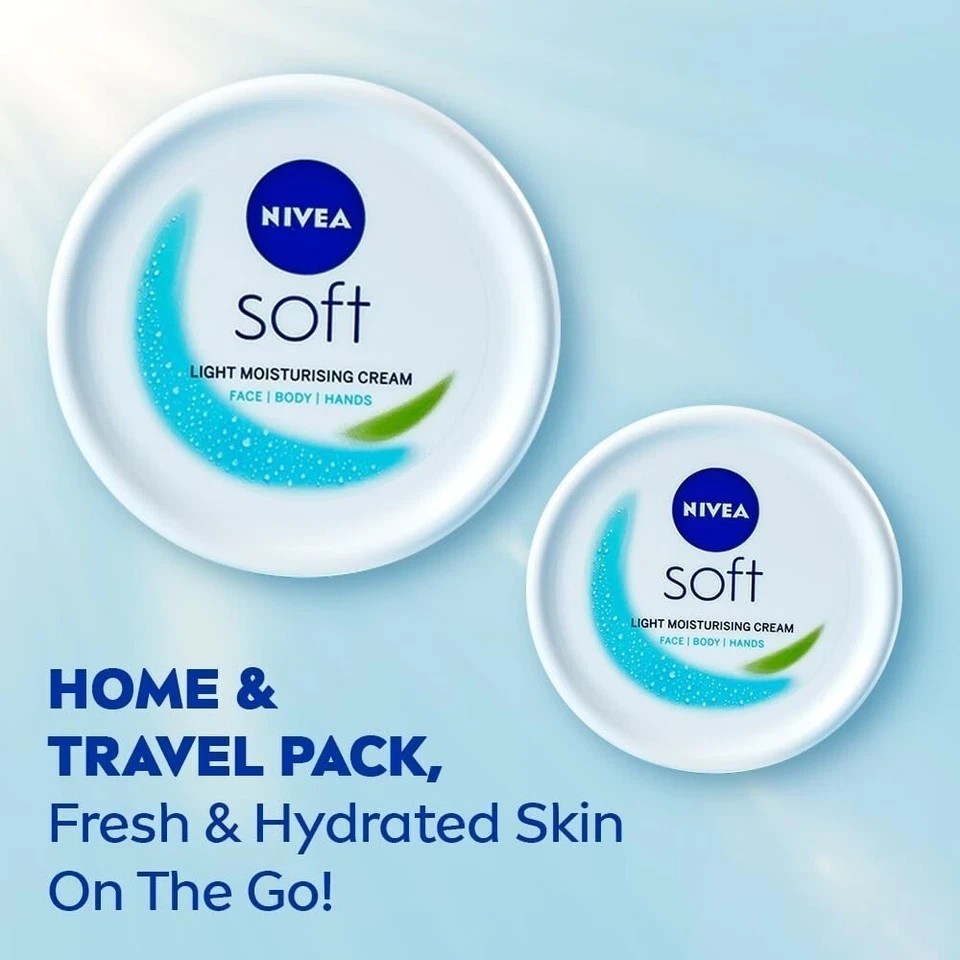 Nivea Soft Light Moisturizer For Face Hand & Body Instant Hydration, 300ml+100ml
