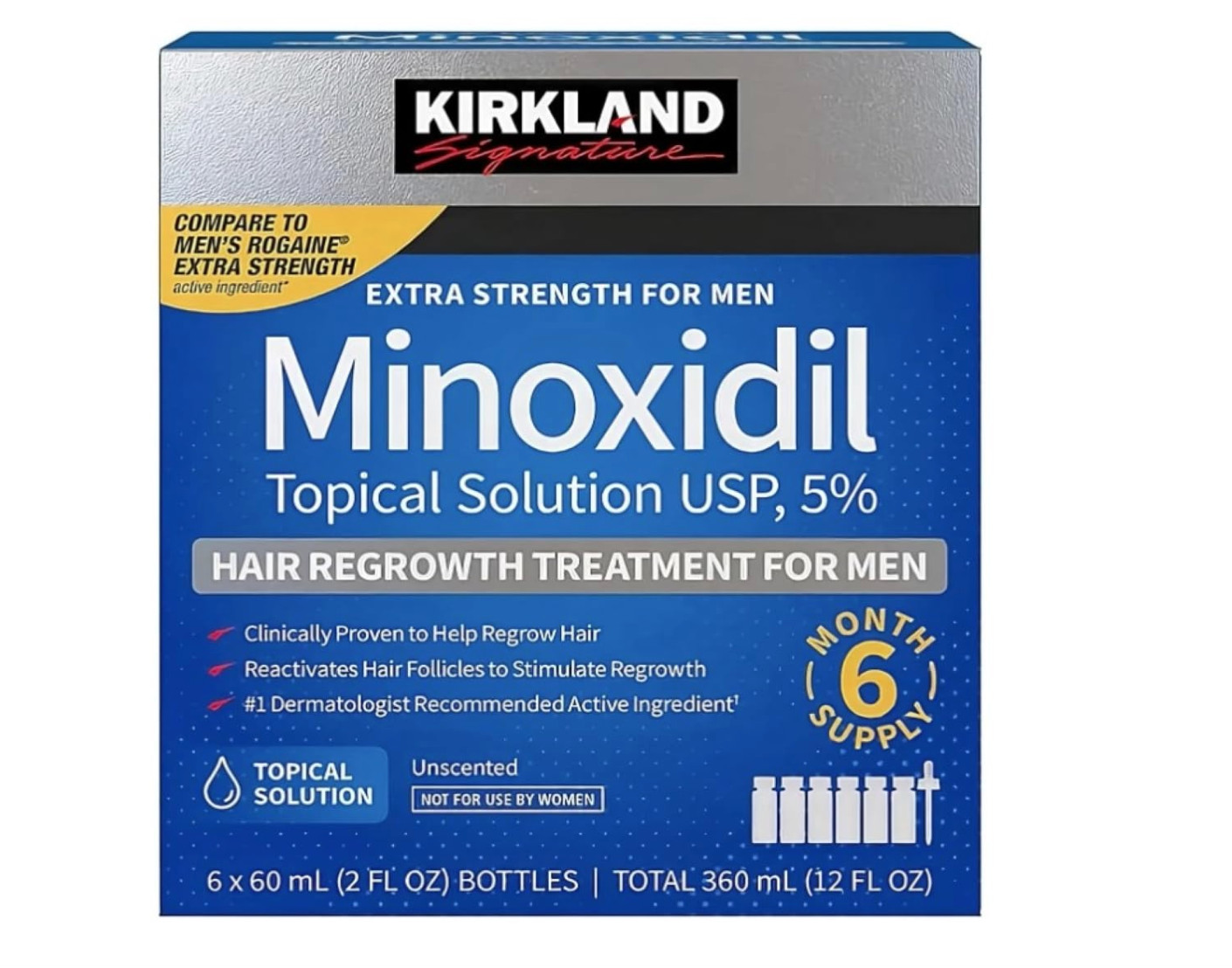 Kirkland Minoxidil 5% Hair Regrowth Treatment for Men 6 Month Supply New
