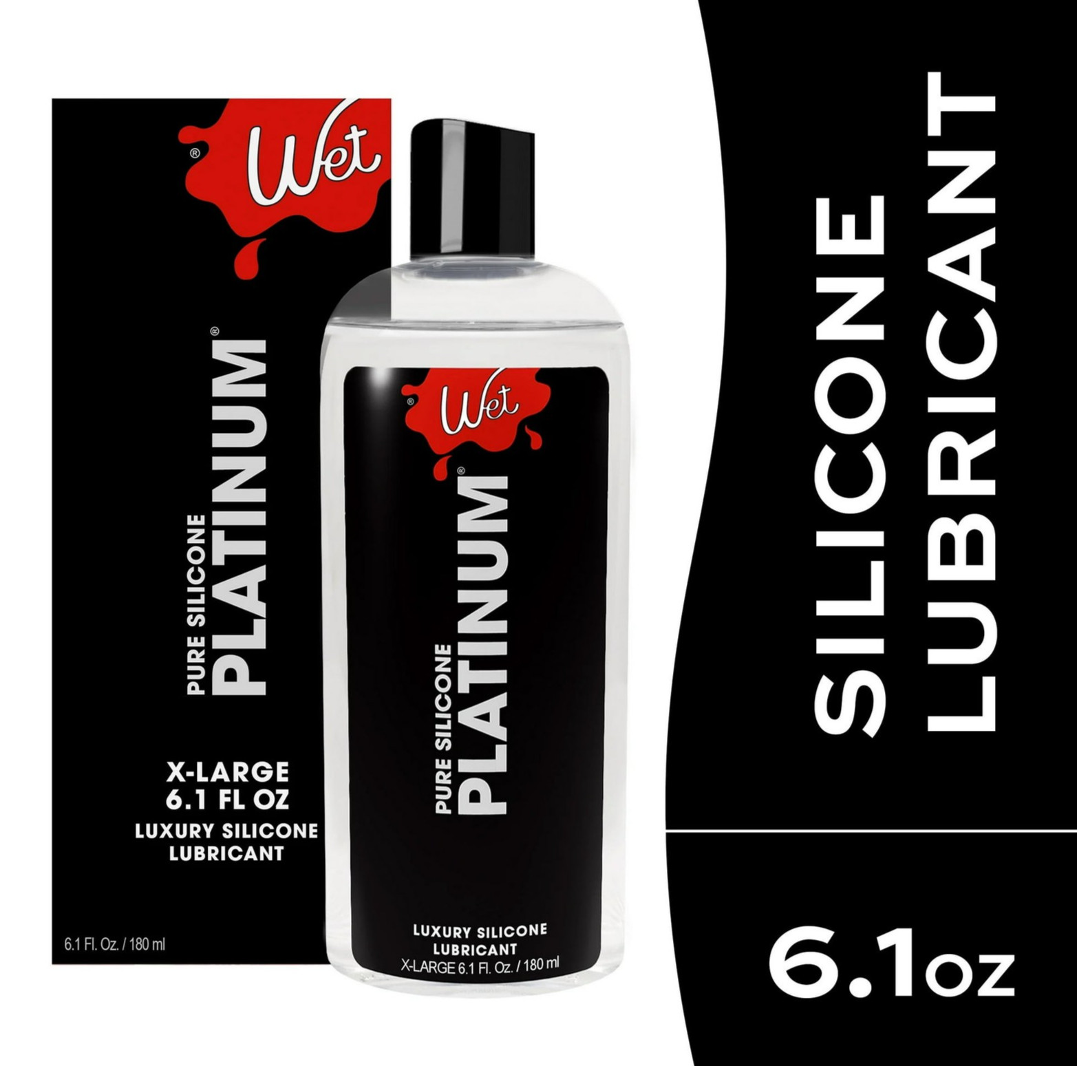 Wet Platinum Silicone Based Personal Lubricant 6.1oz | Ultra Long Lasting Lube