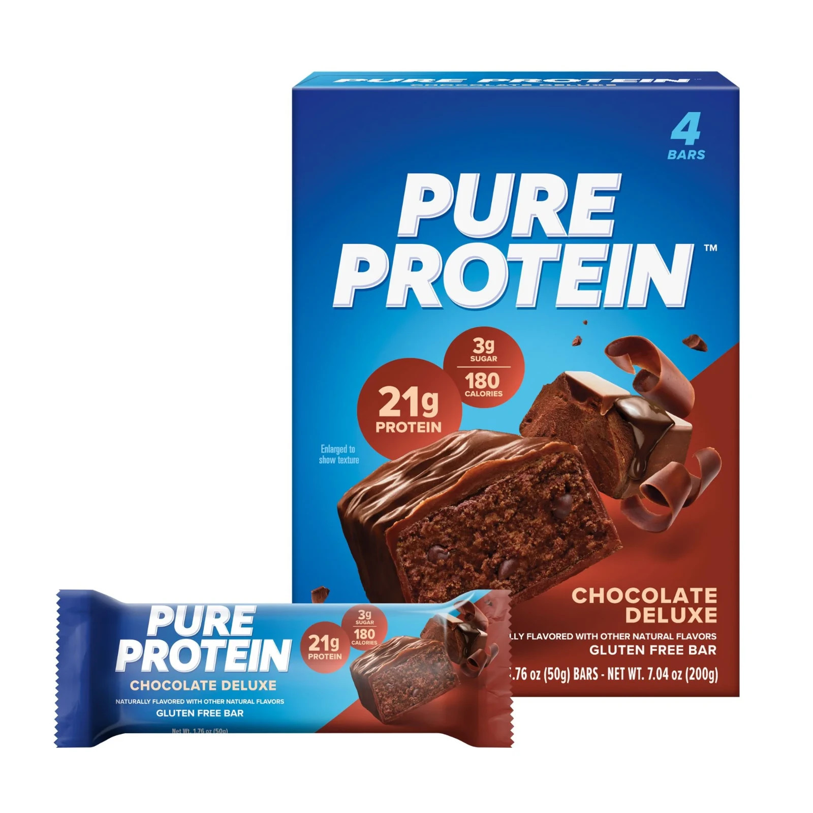 Pure Protein Bar, Chocolate Deluxe, 21g Protein, Gluten Free, 1.76 oz, 12 Ct