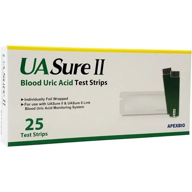New UASure II Uric Acid Meter Test Kit Uric Acid Gout – Tool & 25 Test Strips